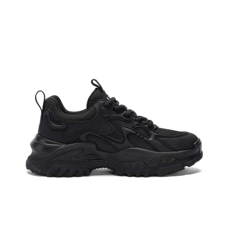 JEEP SPIRIT Anti-Slip Wear-Resistant Breathable Lightweight Height Increasing Low-Top Chunky Sneakers Men's Black-1