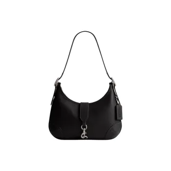 COACH Hamptons Leather Hobo Bag Handbag Shoulder Bag Large Size Women's Black