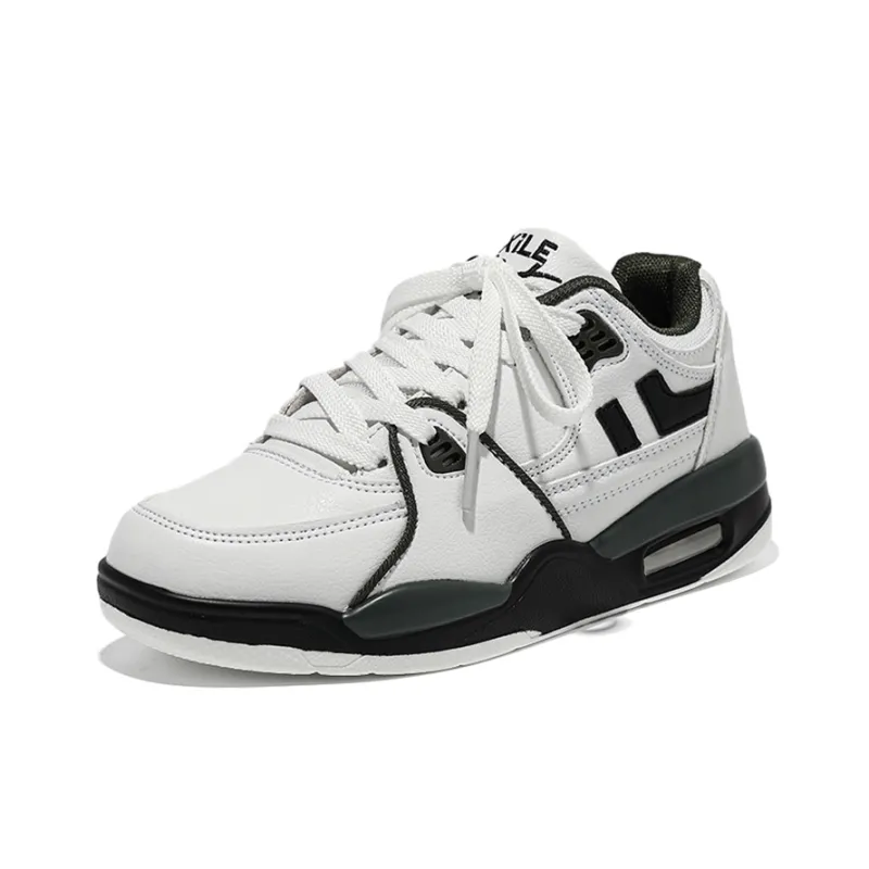 N6K8 Anti-Slip Wear-Resistant Low-Top Skateboard Shoes Unisex White Army Green Gift Box Set-2