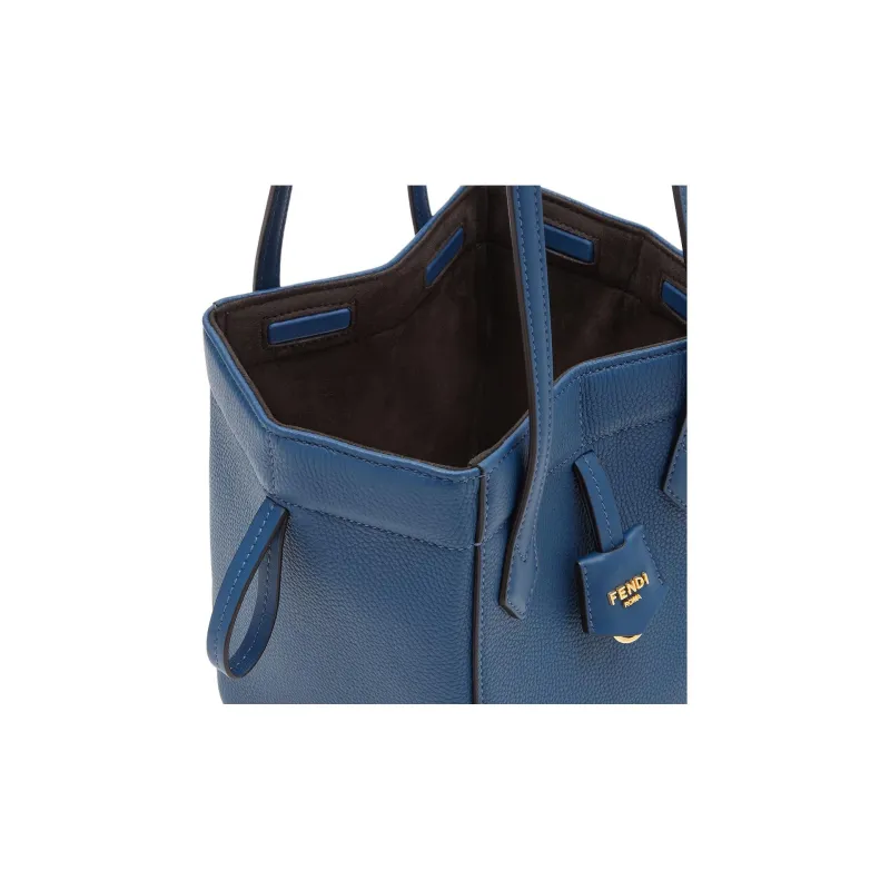 FENDI Calfskin Bucket Bag Handbag Shoulder Bag Mini Women's Blue-6