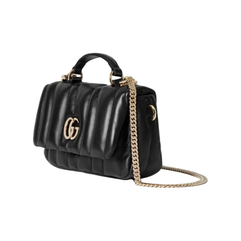 GUCCI Quilted Leather Crossbody One Shoulder Handbag Mini Women's Black-2