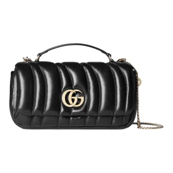 GUCCI GG Milano Mini Leather Top Handle Bag Women's Black