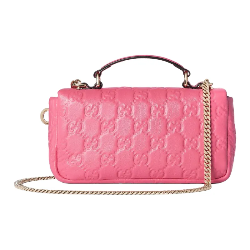 GUCCI Puffy Leather Crossbody One Shoulder Handbag Mini Women's Pink-2