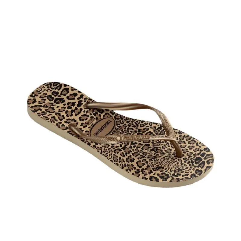 Havaianas Rubber Sole Abrasion-Resistant Flip Flops Women's Leopard Print-2