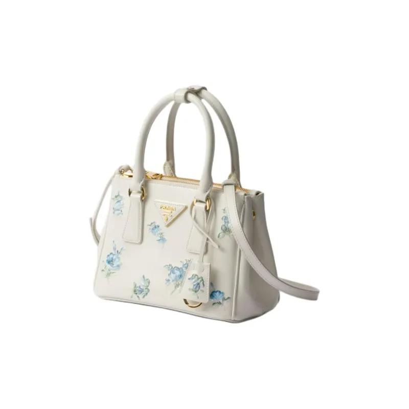 PRADA Galleria Killer Bag Shiny Leather Shoulder Bag Crossbody Bag Handbag Mini Women's White-1