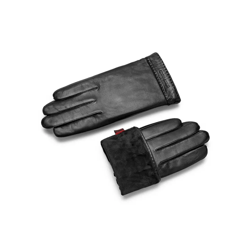 PIERRE CARDIN Sheepskin Gloves Men's Black-1