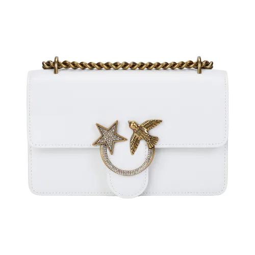 PINKO LOVE Series Leather Crossbody Bag Shoulder Bag Women's White