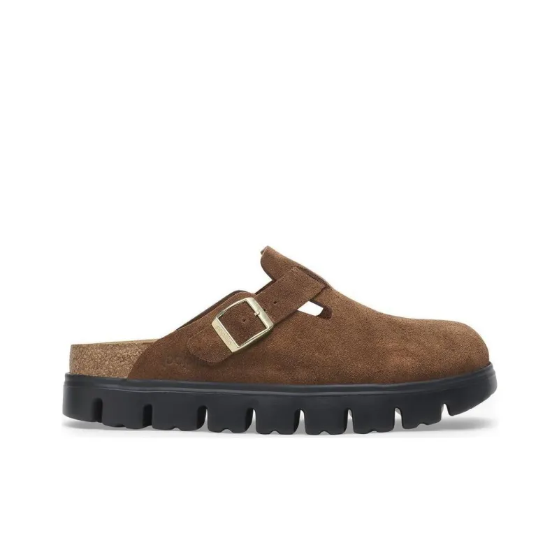 Birkenstock Boston Chunky Suede Dark Tea Black Narrow Women's-1