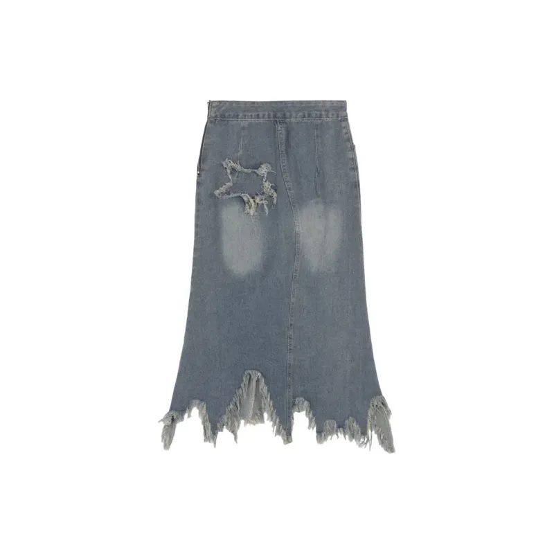 Incolore Denim Long Skirt Women's Dark Blue-1