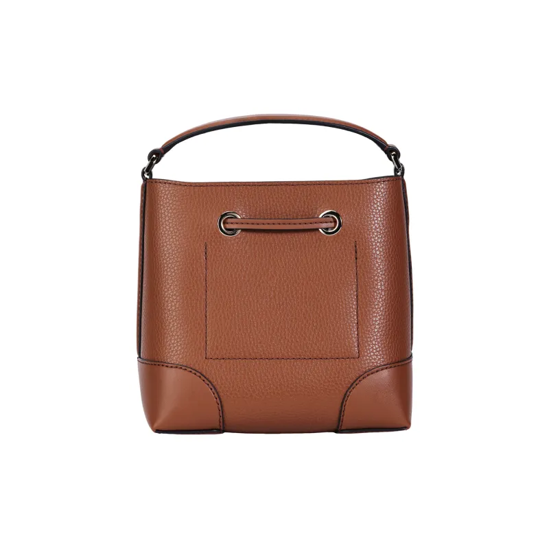MICHAEL KORS Litchi Grain Leather Bucket Bag, Shoulder Bag, Crossbody Bag, Handbag Trumpets Women's Brown-4