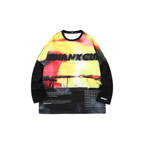 GENANX Sweatshirts Men Black/Yellow Print