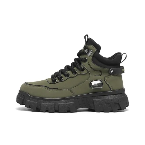 Warrior Anti Slip And Wear Resistant Height Increasing High Top Casual Shoes Men's Army Green/Black