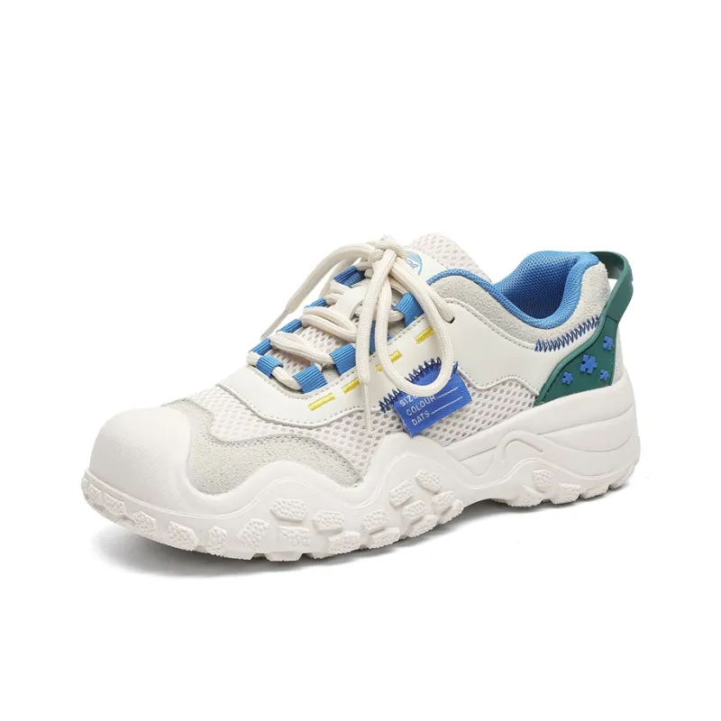 Feiyue Anti-Slip Wear-Resistant Low-Top Casual Running Shoes Women's Beige Gray Blue-1