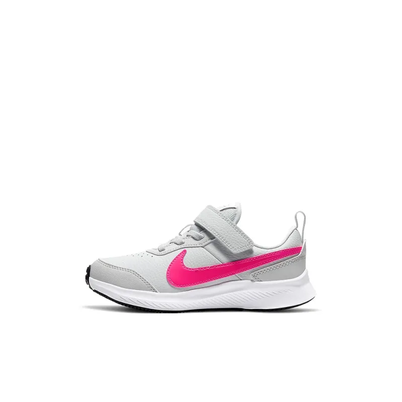 Nike Varsity Leather Slip-Resistant Cushioning Wear-Resistant Sports Casual Shoes Gray Pink Children Aged 3-7 Years Old-0