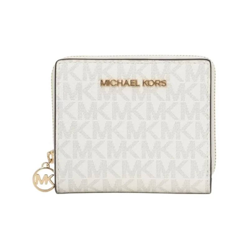 MICHAEL KORS Jet Set Travel Coated Canvas Wallet Medium Size Women's Glossy White-0
