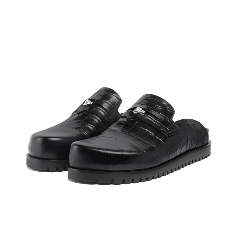 VERSACE Medusa Crocodile-embossed Slides-2