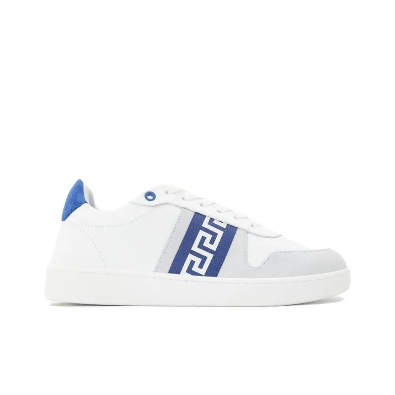 VERSACE Leather Low Top Sneaker White Grey Blue-1