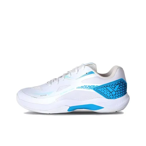 VICTOR Cushioned Slip Resistant Low Top Badminton Shoes Unisex White Blue