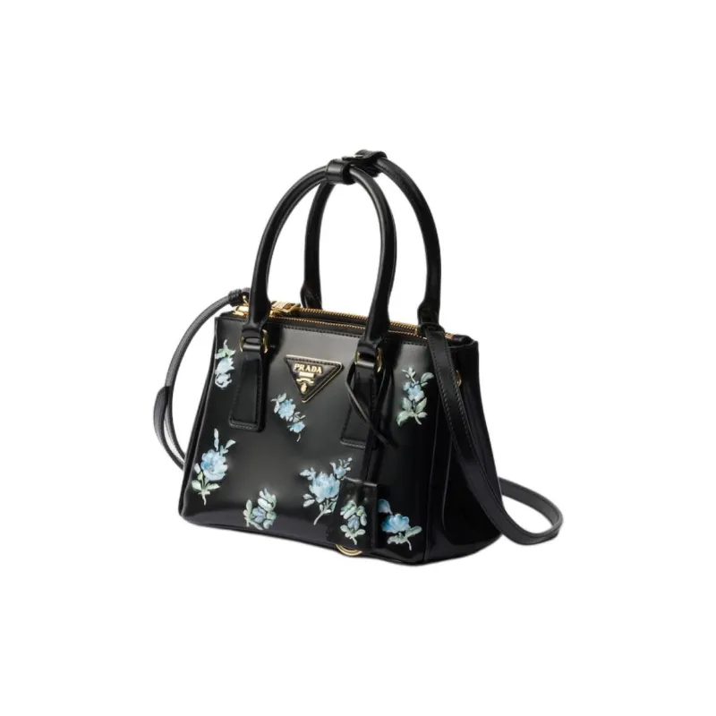 PRADA Galleria Killer Bag Shiny Leather Shoulder Bag Crossbody Bag Handbag Mini Women's Black-1