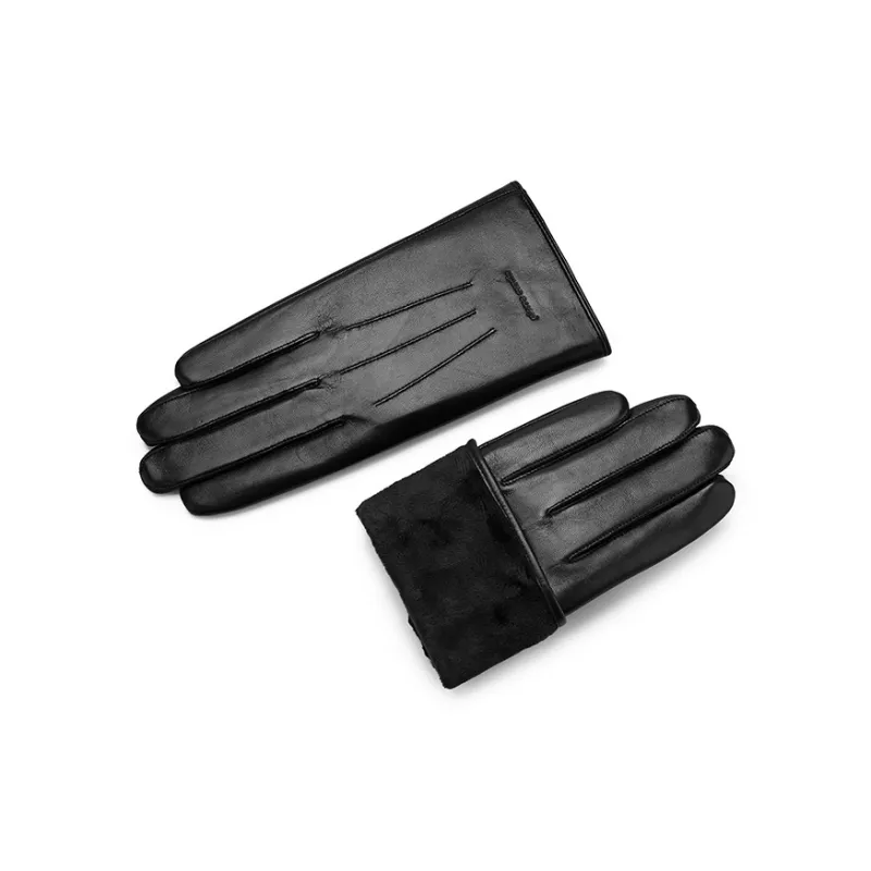PIERRE CARDIN Sheepskin Gloves Men's Black-1