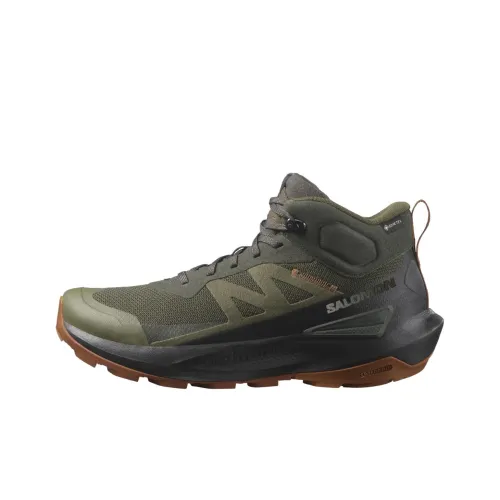 SALOMON Elixir Hiking / Trekking Shoes Men Mid-Top Olive Green