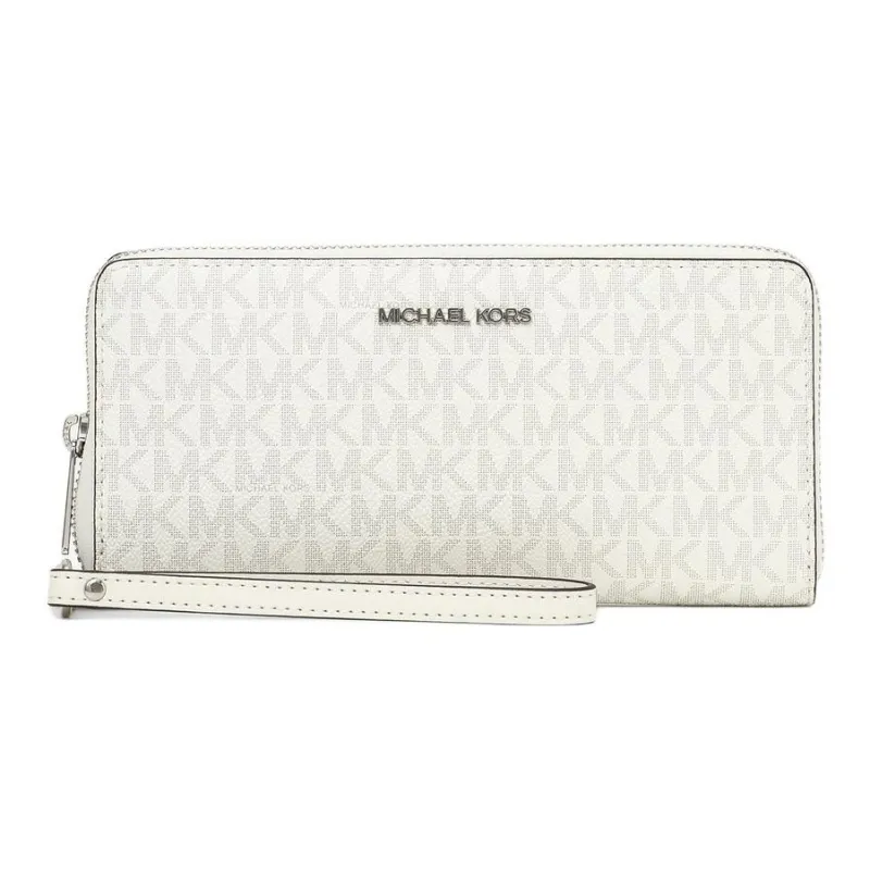 MICHAEL KORS Jet Set Travel Coated Canvas Wallet Large Size Women's Optical White-0