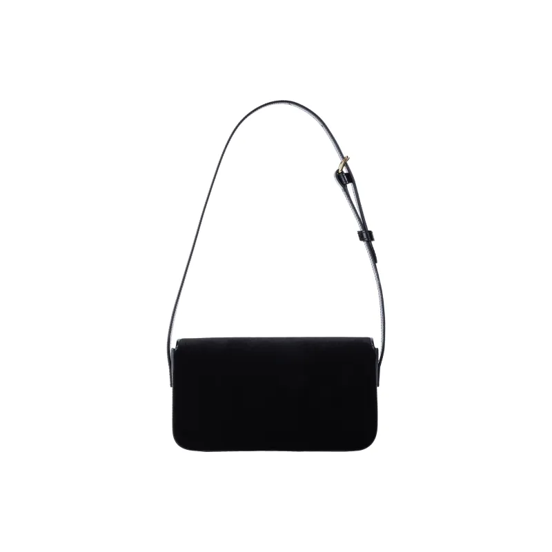 CELINE Triomphe Arc De Triomphe Velour, Cow Leather Handbag, Shoulder Bag, Crossbody Bag Women's Black-5