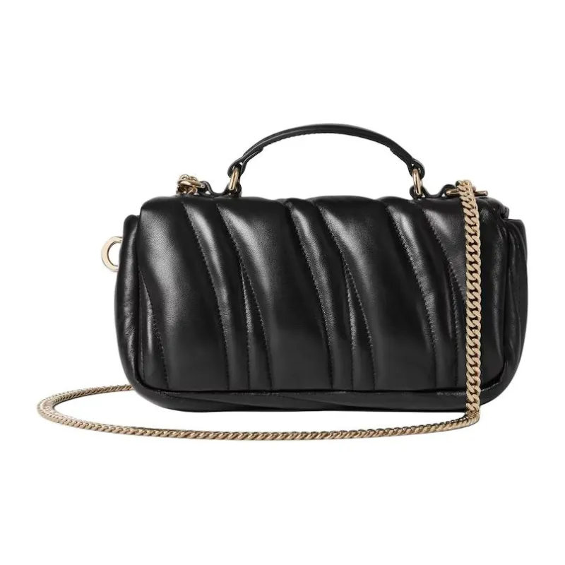 GUCCI Quilted Leather Crossbody One Shoulder Handbag Mini Women's Black-1