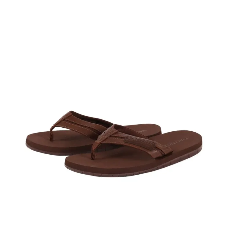 NAUTICA Abrasion-Resistant Flip Flops Men's Brown-1