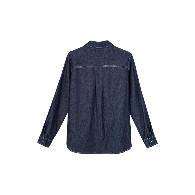 MISSSHINE Shirt Women's Dark Denim Blue-1