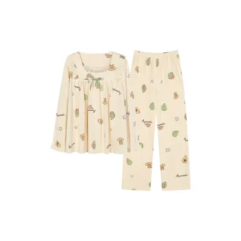Montagut Pajama Set Autumn And Winter Season Women's Two Piece Set Ecru