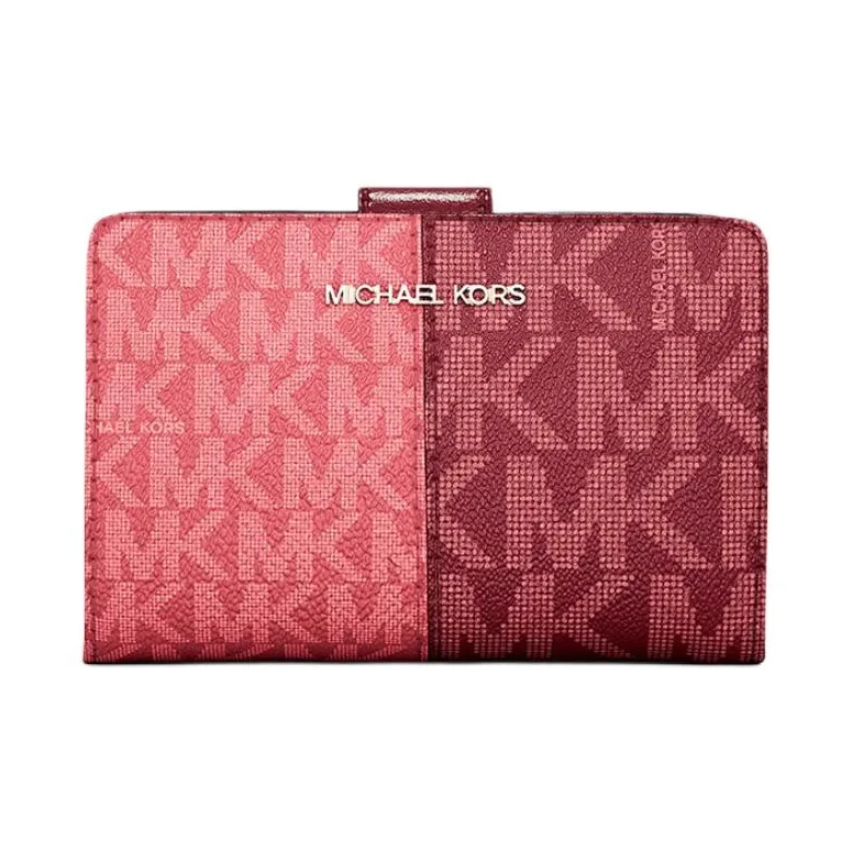 MICHAEL KORS Jet Set Coated Canvas Wallet Medium Size Women's Ox Blood Red-0