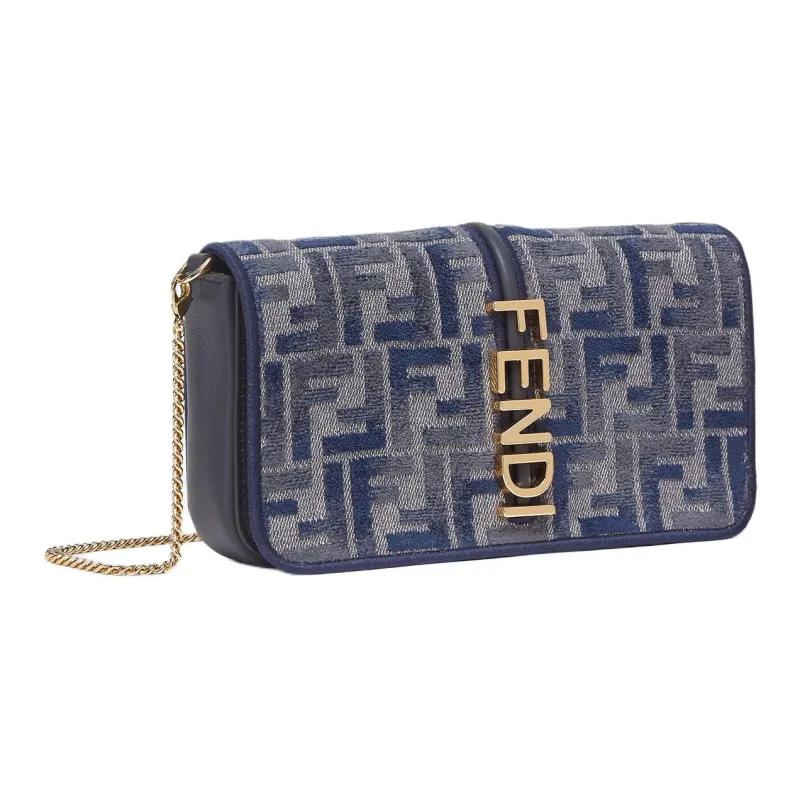 FENDI Fendigraphy Calfskin Wallet Women's Dark Blue-3