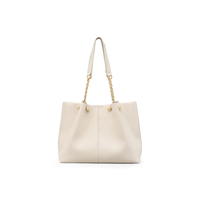 VINEY Cow Leather Handbag Shoulder Bag Tote Bag Shopping Bag Large Size Women's White-4