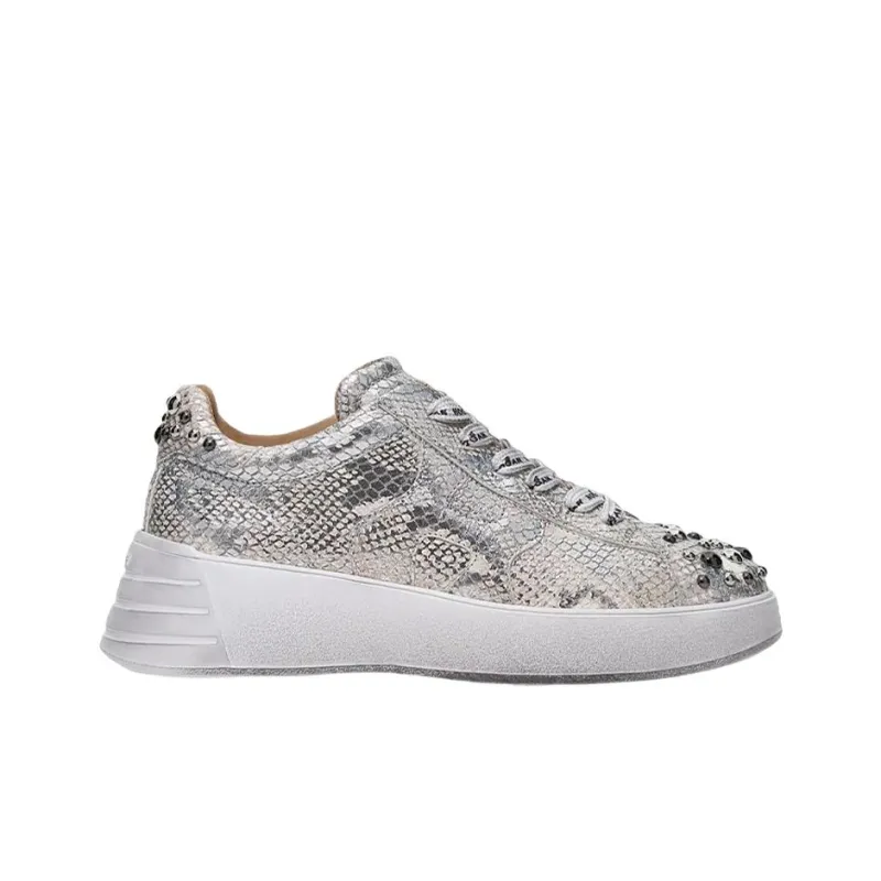 HOGAN Rebel Casual Shoes Women's Low-Top Silvery White-1