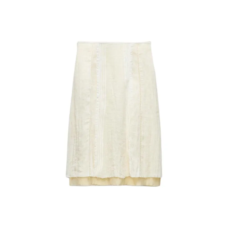 ZARA ZW Series Casual Long Skirts Women's White-1