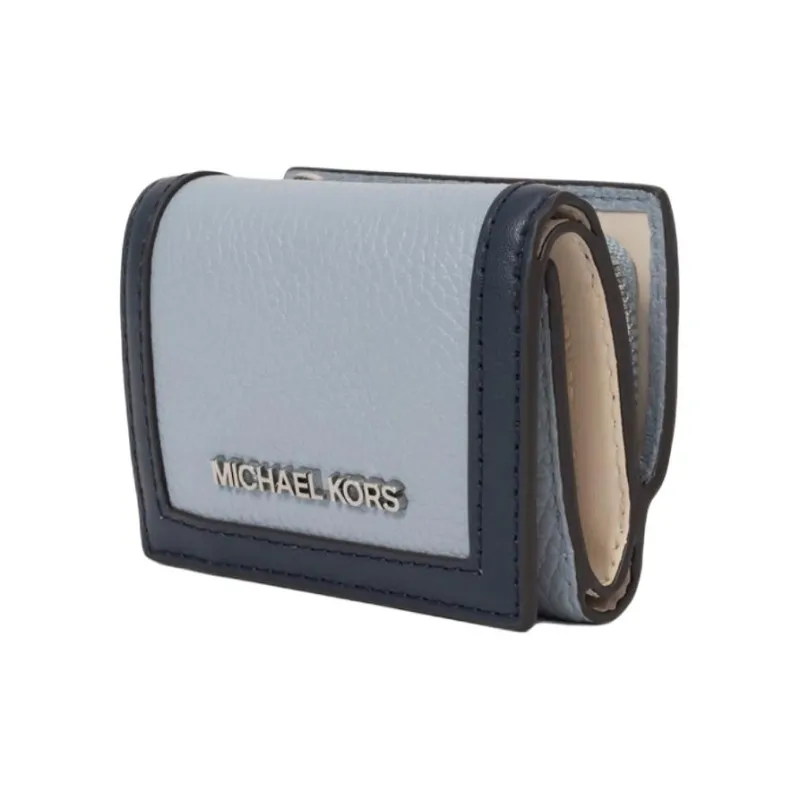 MICHAEL KORS Jet Set Travel Cow Leather Wallet Mini Women's Light Blue Multicolor-1