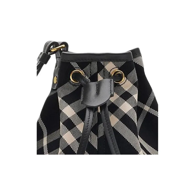 Burberry Cotton With Calfskin Trim Handbag Unisex Black-4