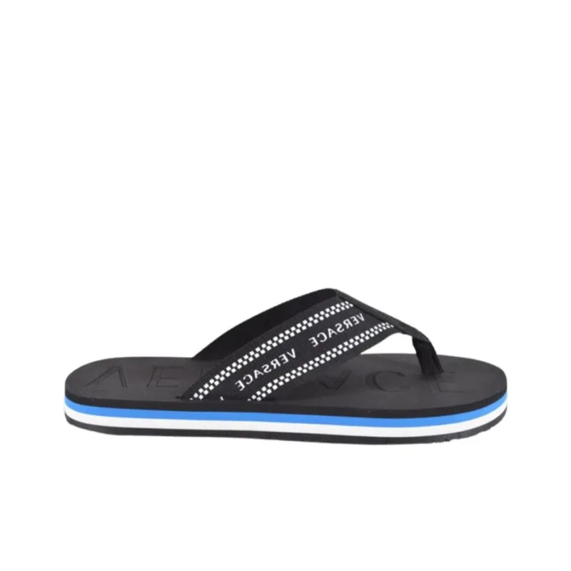 VERSACE Greca Thong Flip Flops 'Black Blue'-1