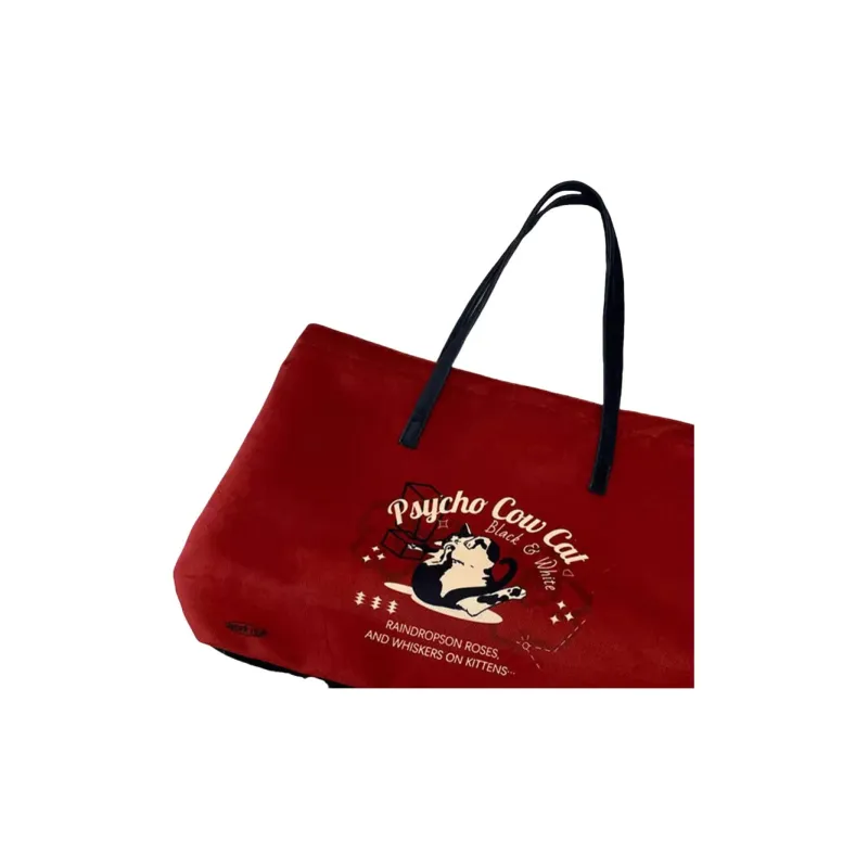 AOSONG Suede Tech Fabric Shoulder Bag Regular Unisex Cow Leather Red-3