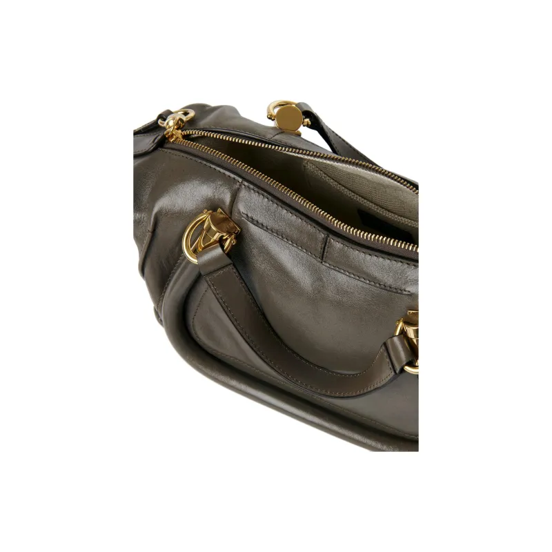 Chloe Calfskin Shoulder Bag, Crossbody Bag, Handbag Small Size Women's Gray-3