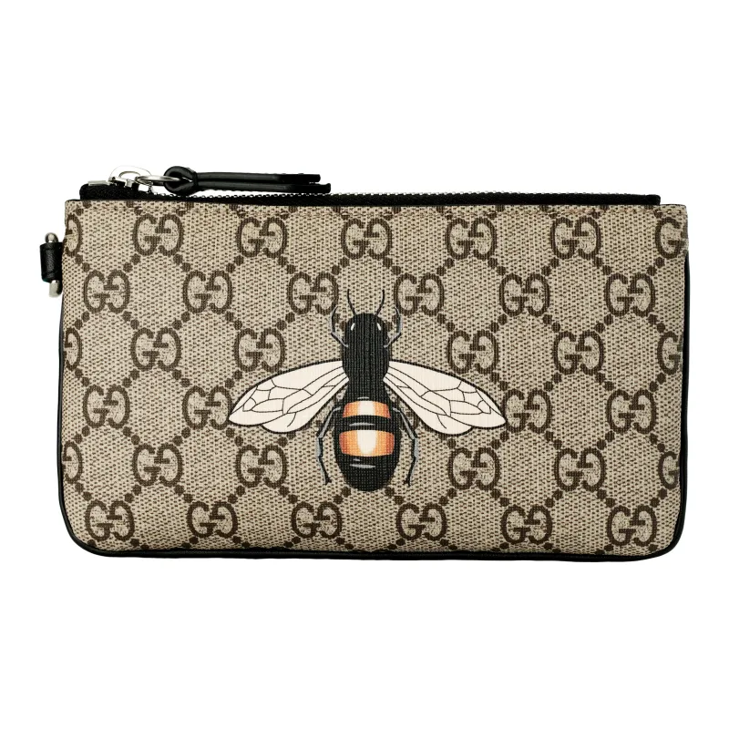 GUCCI Canvas With Leather Coin Purse Clutch Men's Beige/Ebony-1