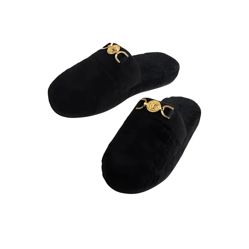 VERSACE Abrasion Resistant Closed Toe Slippers Women's Black-3