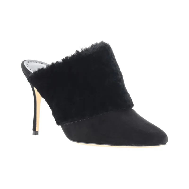 MANOLO BLAHNIK Closed Toe Slippers 9cm Women's Black-2