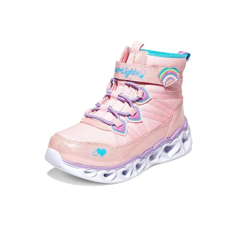 Skechers Heart Lights Anti Kick Cushioning Kids Lifestyle Shoes Pink Multicolor Teenagers-2