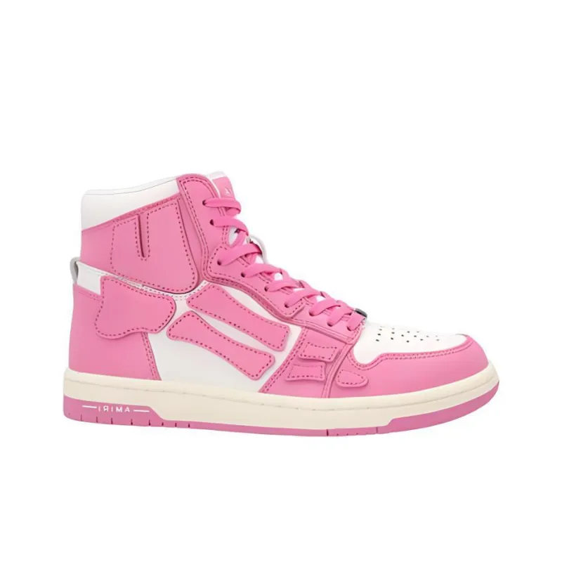 AMIRI Skel Top Hi High Top Stylish Skateboarding Shoes Women's Pink White-1