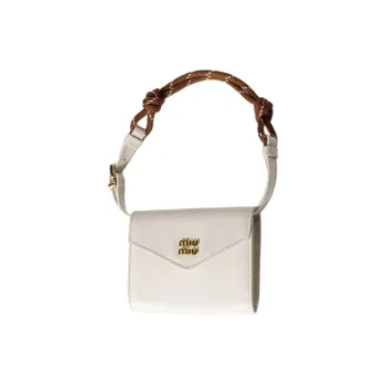 MIU MIU Leather Wallet Women's Tobacco & Chalk White