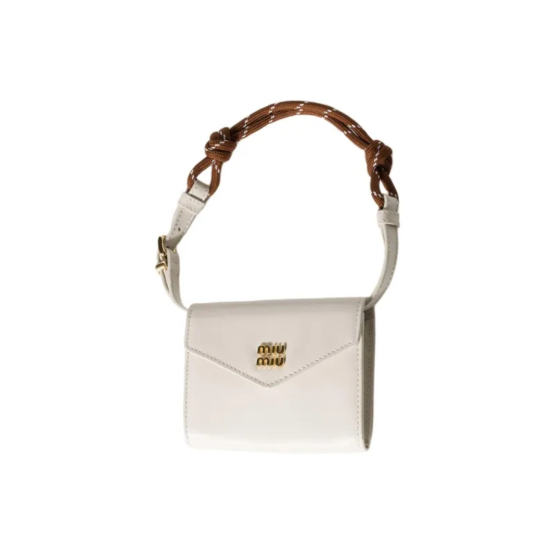 MIU MIU Leather Wallet Women's Tobacco & Chalk White-0