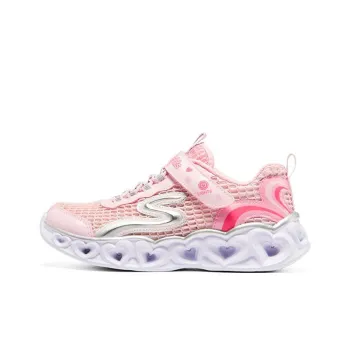Skechers Heart Lights Slip Resistant Cushioning Wear Resistant Kids Lifestyle Shoes Pink Teenagers