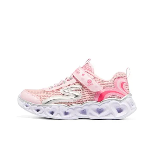 Skechers Heart Lights Slip-Resistant Cushioning Wear-Resistant Kids Lifestyle Shoes Pink Teenagers